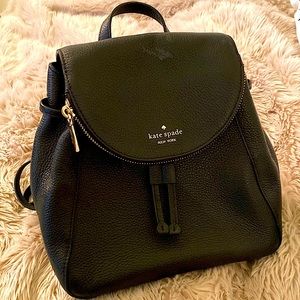 Kate Spade Leila Medium Flap Leather Backpack - Black